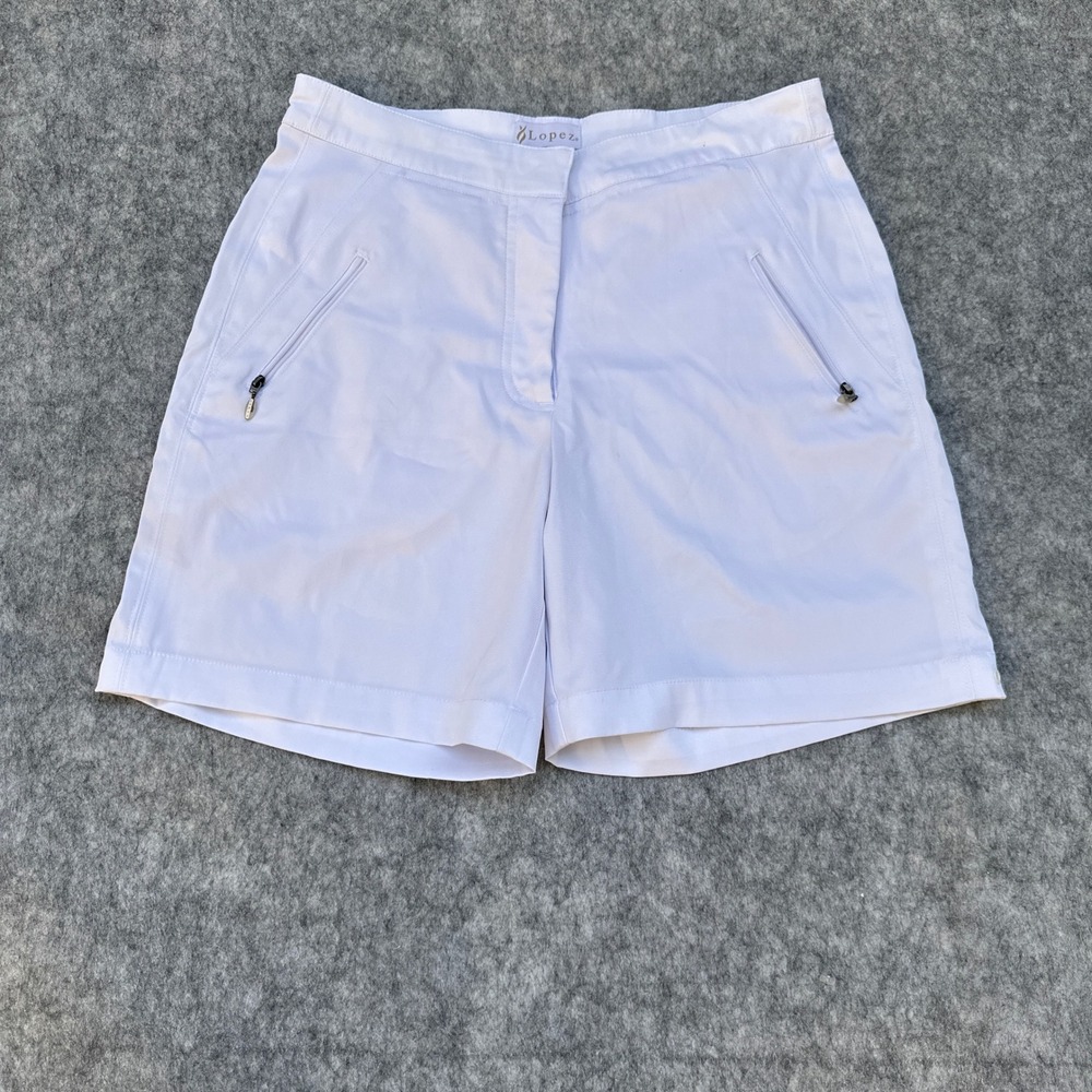 Nancy Lopez Womens White Golf Shorts Size 8 Performance Stretch Zipper Pockets
